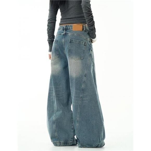 Women's Baggy Jeans Vintage Oversized Pants Aesthetic Hip Hop Jeans Relaxed Fit - Picture 4 of 6